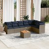 vidaXL 8 Piece Patio Sofa Set with Cushions Gray and Blue Poly Rattan - 2 of 4