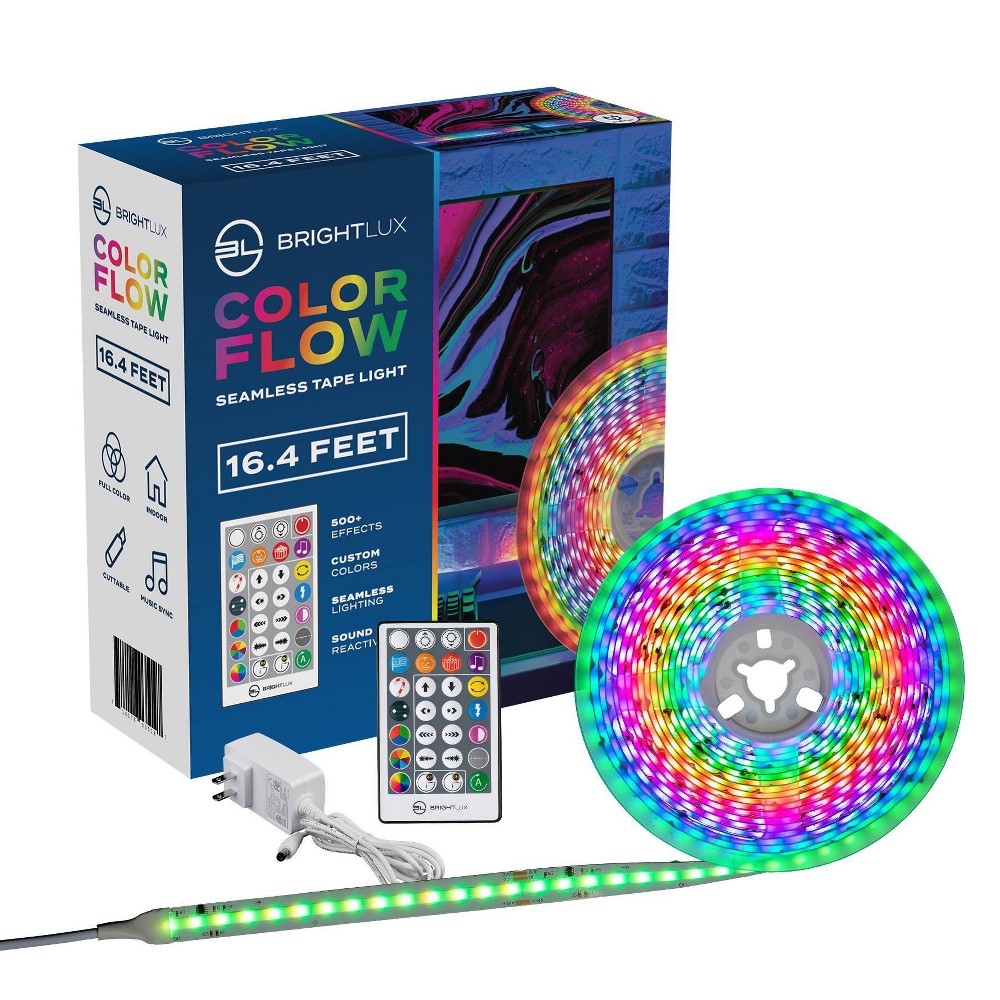 Brightlux 16.4&#39; Color Flow Seamless Tape Light: LED Strip, Chasing Effect, Indoor Use