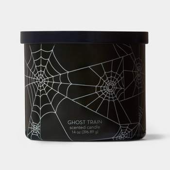 14oz Ghost Train Spiderweb Jar Halloween Candle with Lid Off-White - Hyde & EEK! Boutique™