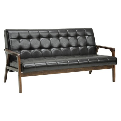 Mid-Century Masterpiece Brown Faux Leather Loveseat