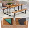 Costway 6-Person Acacia Wood Picnic Table with 2 Built-In Benches Umbrella Hole Metal Frame - 4 of 4