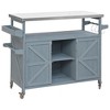 Outdoor Wood Kitchen Island with Steel Top, Bar Cart, Cabinet, Spice & Towel Racks - 2 of 4