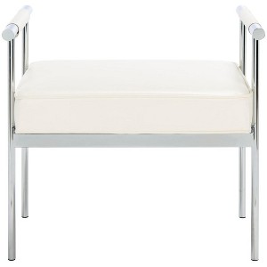 Pim Small Rectangle Bench W/ Arms - White/Chrome - Safavieh - 1 of 4