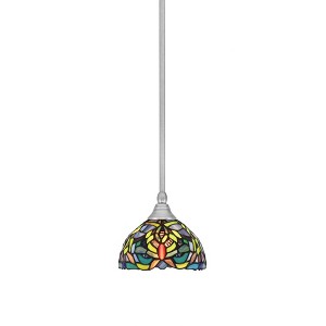Toltec Lighting Any 1 - Light Pendant in  Brushed Nickel with 7" Kaleidoscope Art Glass Shade - 1 of 1