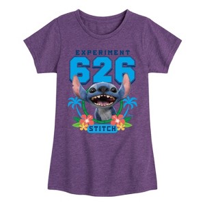 Girls' - Lilo And Stitch - Collegiate Experiment 626 Fitted Short Sleeve Graphic T-Shirt - 1 of 3