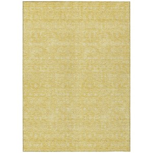 Yellow Gold And Ivory Floral Washable Indoor Outdoor Area Rug - 1 of 4