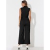 Allegra K Women's Sleeveless One Button Closure Wide Leg Jumpsuits with Belt - 4 of 4