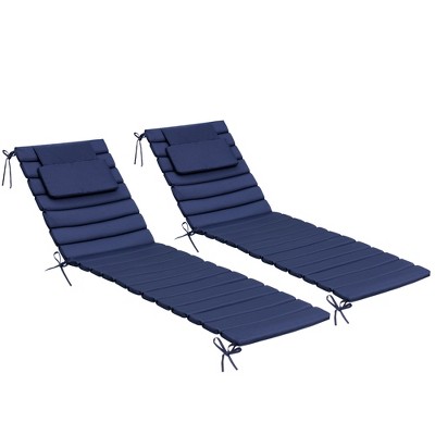 Pellebant 2PC Patio Chaise Lounge Chairs Cushion 22D Sponge 220gsm Polyester Fabric
