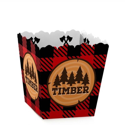 Big Dot of Happiness Lumberjack - Channel the Flannel - Party Mini Favor Boxes - Buffalo Plaid Party Treat Candy Boxes - Set of 12