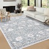 Washable Vintage Floral Area Rug, Low Pile Non-Slip Soft Floor Carpet for Living Room Bedroom Playroom Nursery - 4 of 4