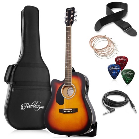 Ashthorpe Full-size Cutaway Thinline Acoustic Electric Guitar