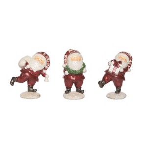 Transpac Resin Jolly Santa Figurine Set of 3 Christmas Home Decorations - 1 of 1