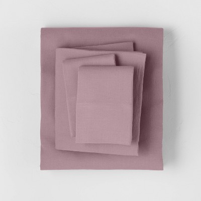 Queen Linen Blend Sheet Set Mauve - Casaluna™