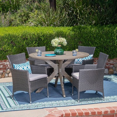 Cedros 5pc Acacia Wood and Wicker Dining Set - Christopher Knight Home