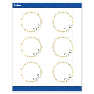 Avery 3" Diameter Labels, Gold Double Border with Florals, 60 ct - 1 of 4
