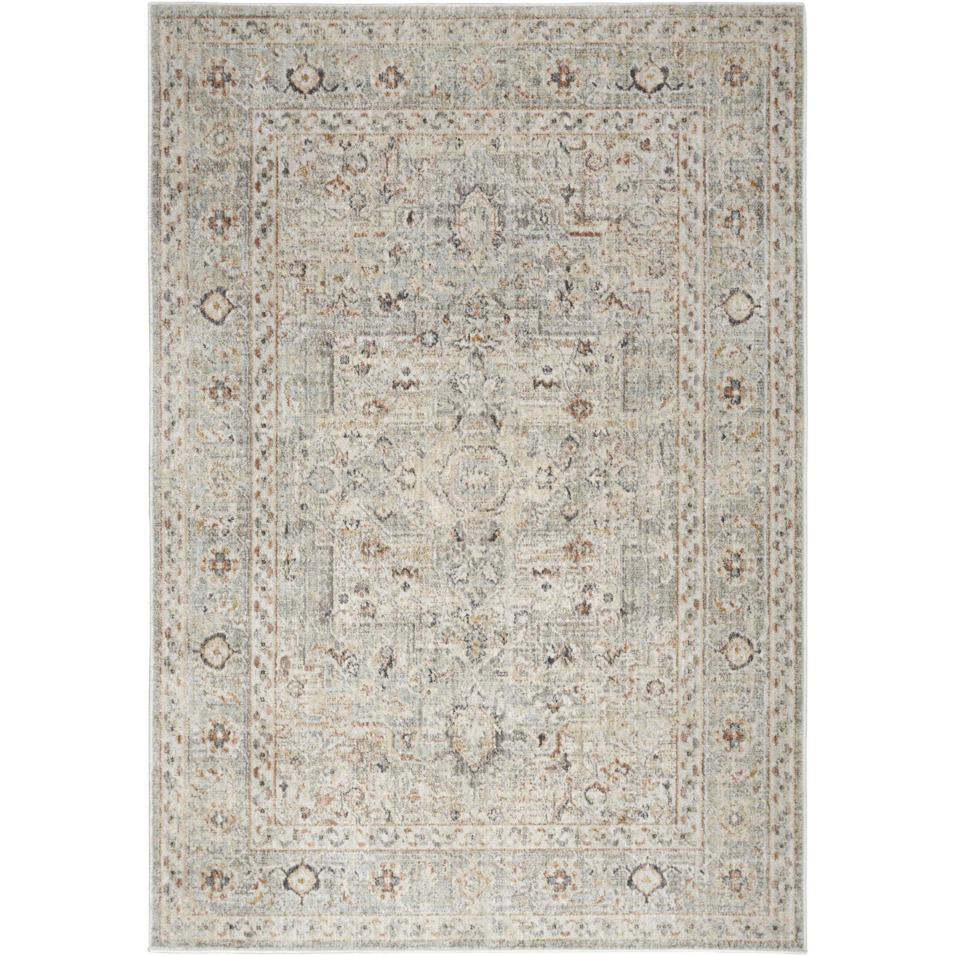 Nourison Oushak Home Traditional Vintage Indoor Rug Light Grey 5'5" x 7'3"