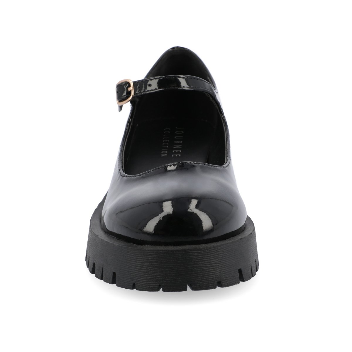 Обувь Journee Collection Women's Kamie Mary Jane Round Toe Buckle Flats Patent/Black 7 — фото 6