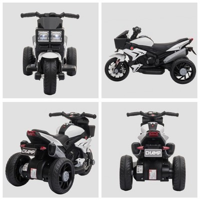 6V White Electric Ride-On Motorcycle with High-Traction Wheels