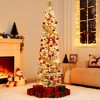 Snow Flocked Pencil Christmas Tree- Slim Artificial Holiday Tree with Metal Stand | Space-Saving Xmas Decor for Home, Office, Party - 2 of 4