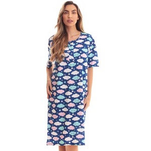 Just Love Womens Nightgown - Short Sleeve Henley Oversized Sleepwear Gown - 1 of 3