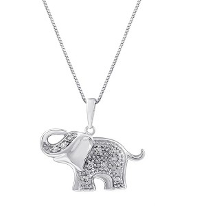 GILDED Sterling Silver Necklace with Natural Round-Cut Diamond Animal Shaped Pendant, 18-inch Silver Chain, 1/4 Carats Total Weight Diamonds - 1 of 4