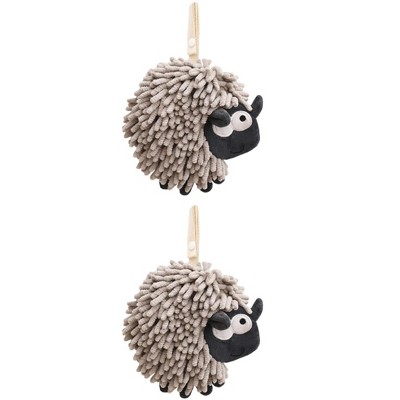REGALWOVEN Cute Sheep Shape Chenille Soft Absorbent Hand Towels 2 Pcs