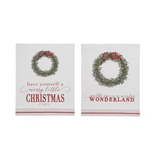Transpac MDF Rugged Sign Set of 2 Christmas Home Decorations - 1 of 1