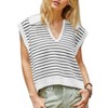 Womens Knit Top Summer V Neck Sleeveless Casual Striped Collar Neck Sweater Vest Tops - 3 of 3