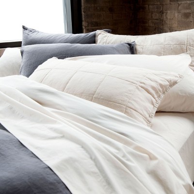 Putty Heather Quilted Cotton and Linen Standard Sham Set
