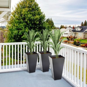 Gulches Set of 3 Tall Planters with Drainage Hole, 28" Outdoor Flower Pots, Indoor Planters for Porch Patio and Deck, Black - 1 of 4