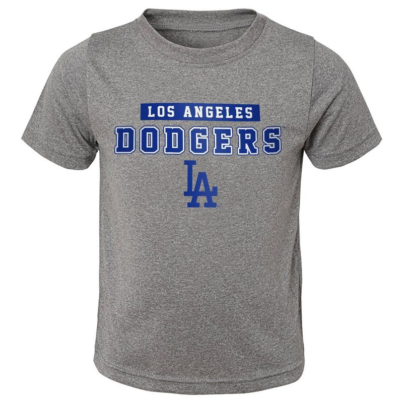 MLB Los Angeles Dodgers Boys&#39; Gray Poly T-Shirt, 1 of 2
