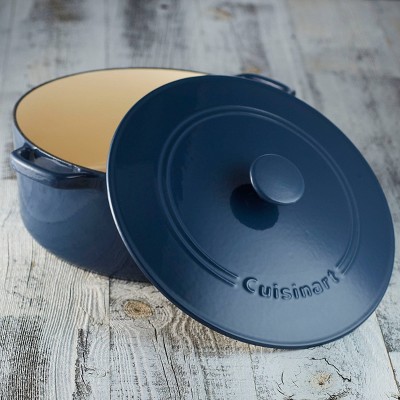 Cuisinart Chef' Classic 7qt Blue Enameled Cast Iron Round Casserole with Cover - Thumbnail 3