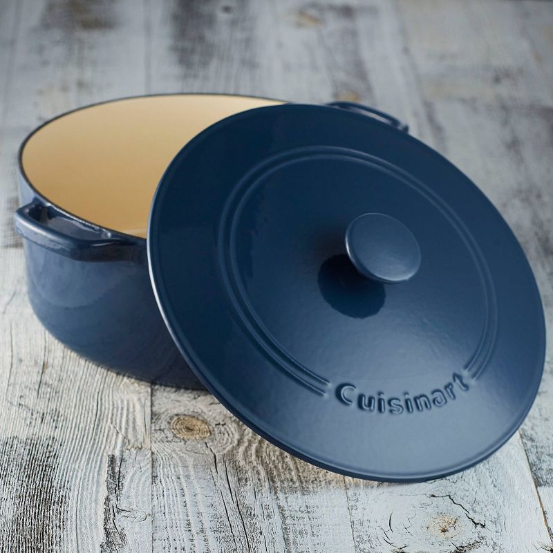 Cuisinart Chef&#39; Classic 7qt Blue Enameled Cast Iron Round Casserole with Cover-CI670-30BG, 3 of 6