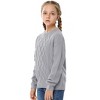 Girls Long Sleeve Cable Knit Sweater Crewneck Pullover Sweaters Kids Chunky Cute Fall Jumper Tops - 3 of 3