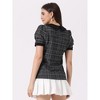 Allegra K Women's Button Decor Peter Pan Collar Keyhole Back Tweed Top - 4 of 4