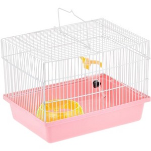 YML Single Story Dwarf Hamster Cage with Small Wheel/Dish and Water Bottle/Plastic Base Pink 10.5 inches x 8 inches x 7.75 inches - 1 of 4