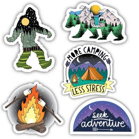 Big Moods Nature And Camping Themed Sticker Pack 5pc : Target