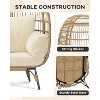 Oversize Wicker Egg Chair with Plush Cushion,Rattan Egg Basket Lounge Chair Winter Egg-Shaped Chair w/Steel Frame and 4 Cushions for Patio,Porch - 4 of 4