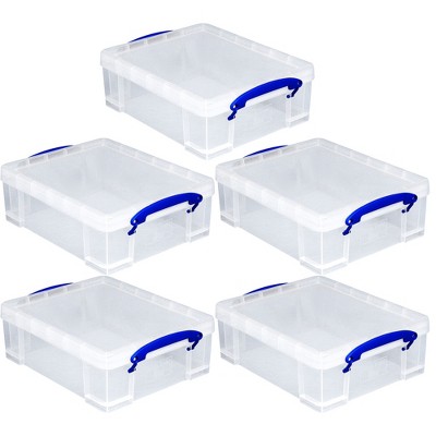 Really Useful Box 4 Liter Plastic Stackable Storage Container W/ Snap Lid &  Built-in Clip Lock Handles For Home & Office Organization, Clear (10 Pack)  : Target