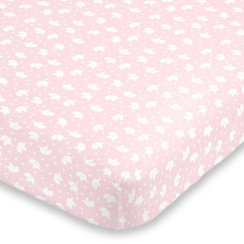 Nojo Super Soft Pink And White Elephant Fitted Mini Crib Sheet