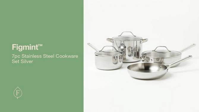 7pc Stainless Steel Cookware Set Silver - Figmint&#8482;, 2 of 9, play video