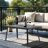 VINGLI Small Steel Outdoor Patio Coffee Table, All Weather Metal Outdoor Large Side Table for Patio Balcony Porch and Living Room, Rectangle, Black - 2 of 4