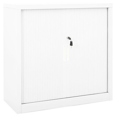 vidaXL Sliding Door Cabinet White 35.4 in.x15.7 in.x35.4 in. Steel