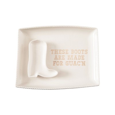 Totalee Gift Boot/Guac’n Platter & Bowl Set of 2 Ceramic White