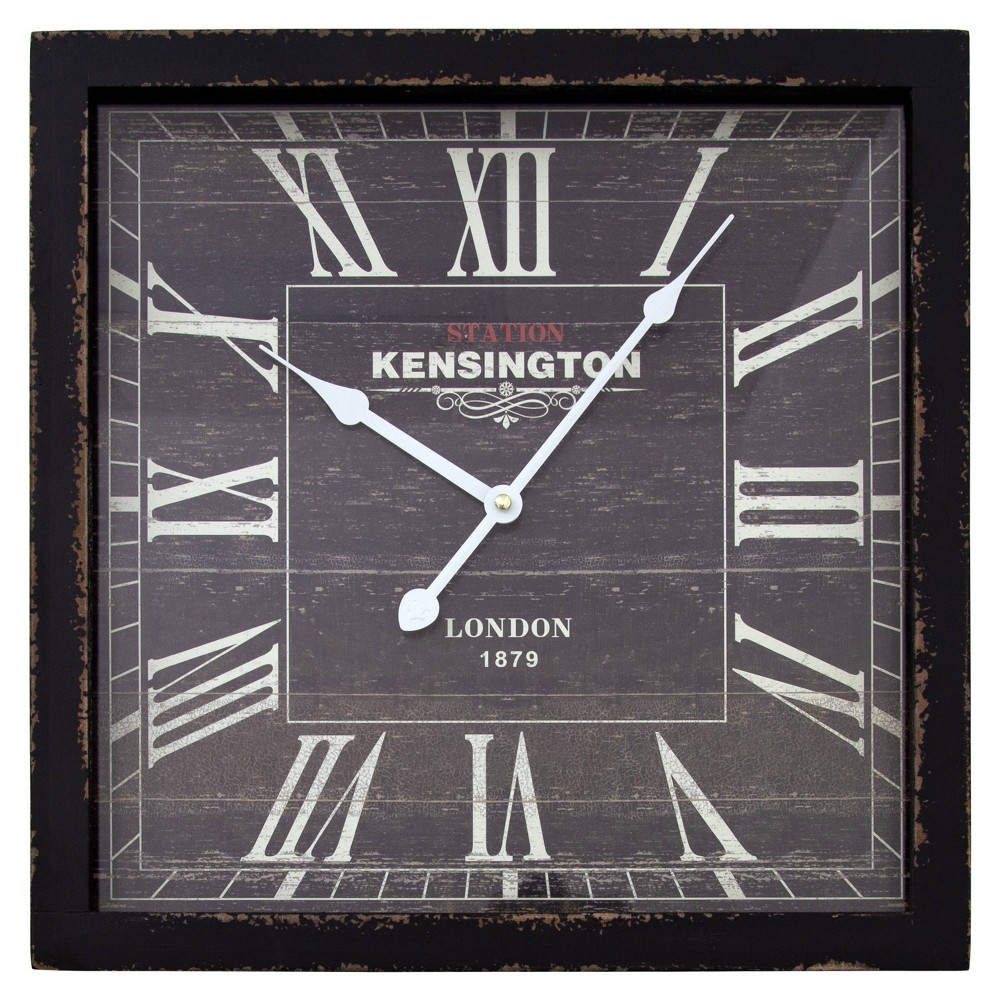 Photos - Wall Clock 15¾" Square  Distressed Brown - Yosemite Home Decor