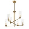 6-Light Chandelier – Satin Brass with Clear Ribbed Glass - 4 of 4