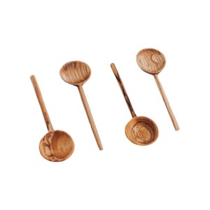 Slickblue Olive Wood Teaspoon Set, Hand Carved Wooden Coffee Spoons with Fabric Storage Pouch, 4 Piece - 1 of 4