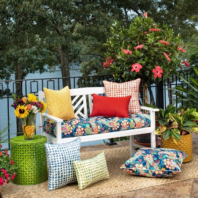 Paisley Party Blue and Multicolor Outdoor Throw Pillows Set