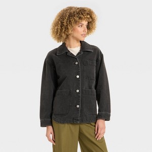 Women's Denim Shacket - Future Collective Black Wash - 1 of 3