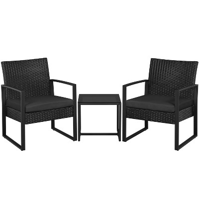 Yaheetech Piece Patio Set Modern Pe Bistro Furniture Conversation Sets Black Target